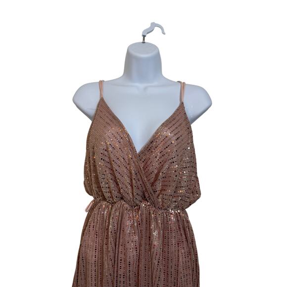 Saints & Hearts Sequin Romper Small Pink Sparkle Party NYE Clubwear Glam - Picture 2 of 8